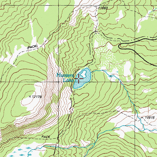 Topographic Map of Hunter Reservoir, CO