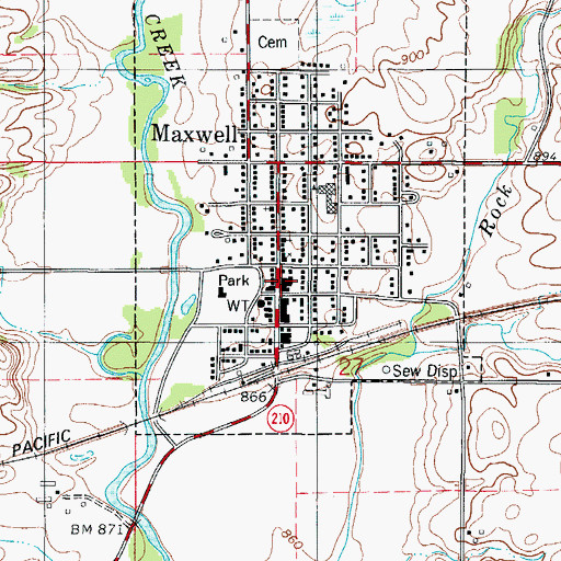 Topographic Map of Maxwell Volunteer Fire Department, IA