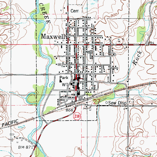 Topographic Map of Maxwell Public Library, IA