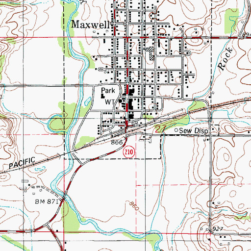 Topographic Map of Maxwell (historical), IA