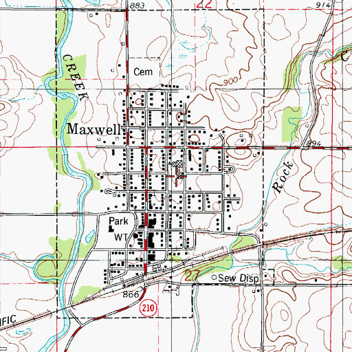 Topographic Map of Collins - Maxwell Middle / High School, IA