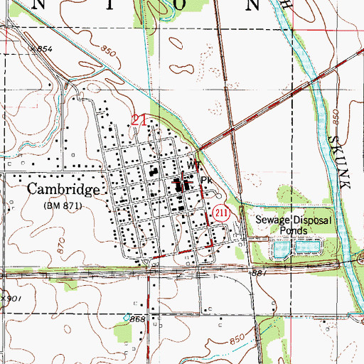 Topographic Map of Cambridge City Hall, IA