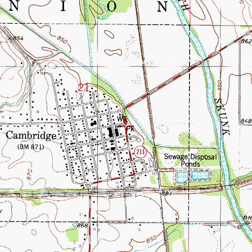 Topographic Map of Cambridge Fire and Rescue, IA