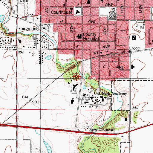 Topographic Map of McFarland Clinic, IA