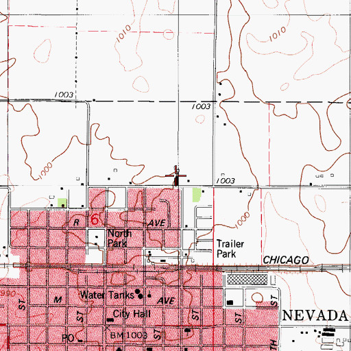 Topographic Map of Nevada Back and Neck Care Center, IA