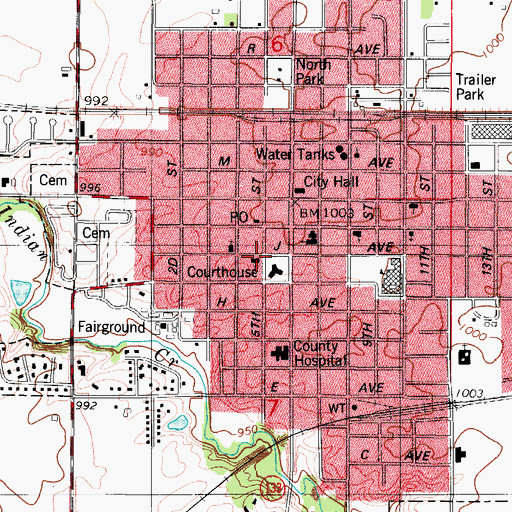 Topographic Map of Central Presbyterian Church, IA