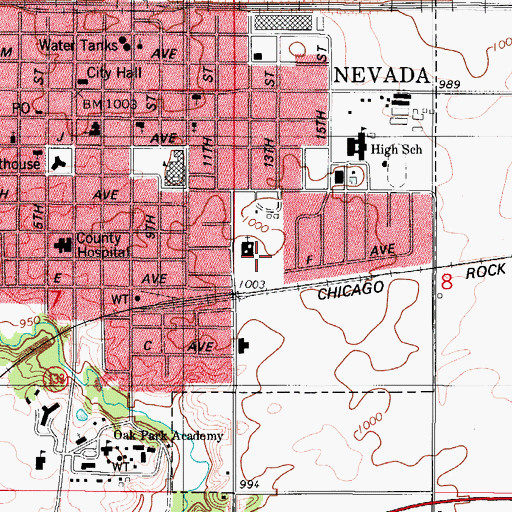 Topographic Map of Kiwanis Park, IA