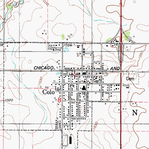 Topographic Map of Colo, IA