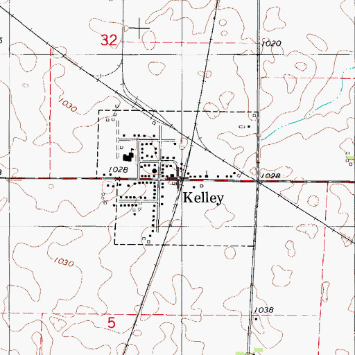 Topographic Map of Kelley (historical), IA