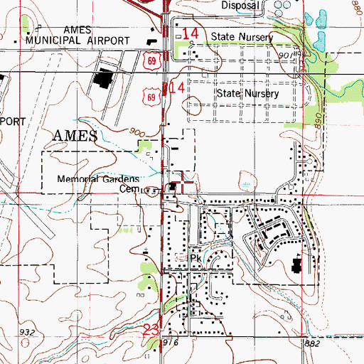 Topographic Map of Sunday Cemetery, IA