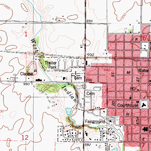 Topographic Map of Saint Patrick Catholic Cemetery, IA