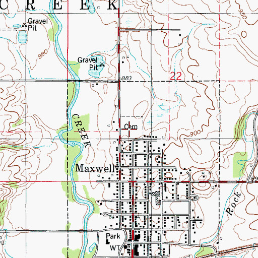 Topographic Map of Maxwell Cemetery, IA