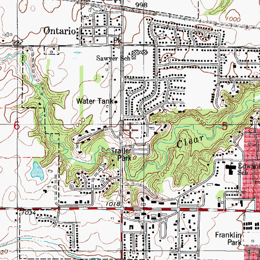 Topographic Map of Ontario Cemetery, IA