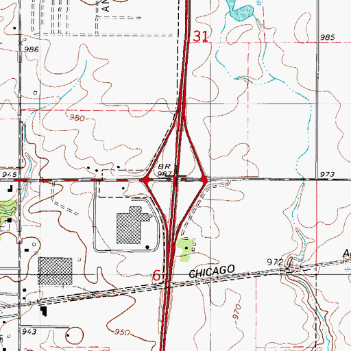 Topographic Map of Interchange 113, IA