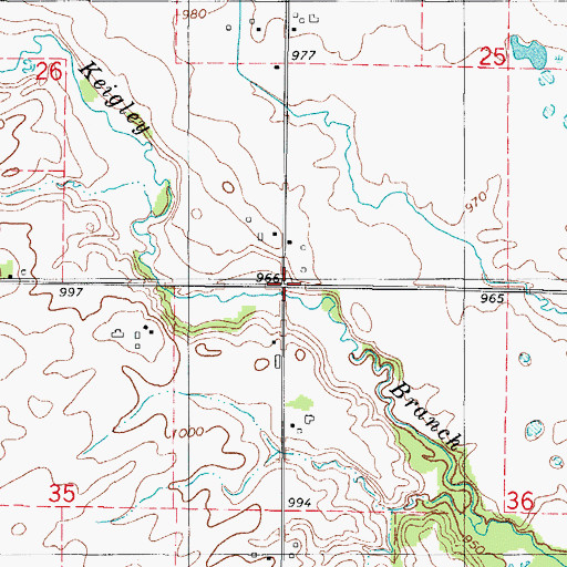 Topographic Map of Keigley Branch Bridge, IA
