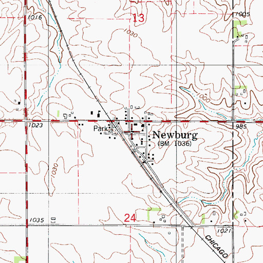 Topographic Map of Newburg United Church of Christ, IA