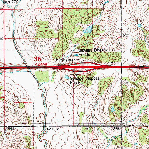 Topographic Map of Grinnell East Bound Rest Area, IA
