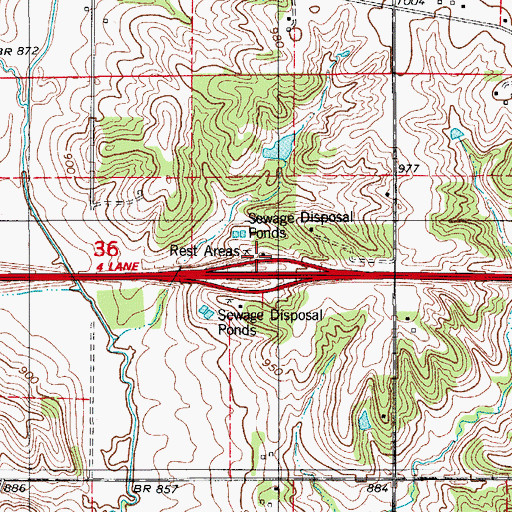 Topographic Map of Grinnell West Bound Rest Area, IA