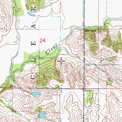 Topographic Map of Clear Creek Wildlife Area, IA