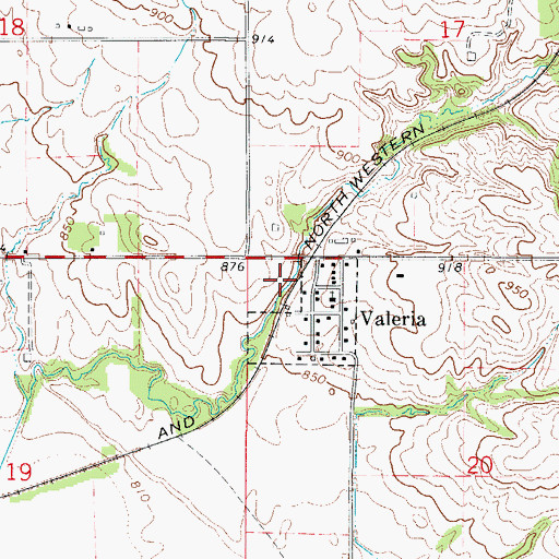 Topographic Map of Valeria (historical), IA