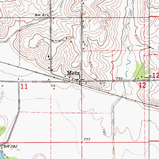 Topographic Map of Metz, IA