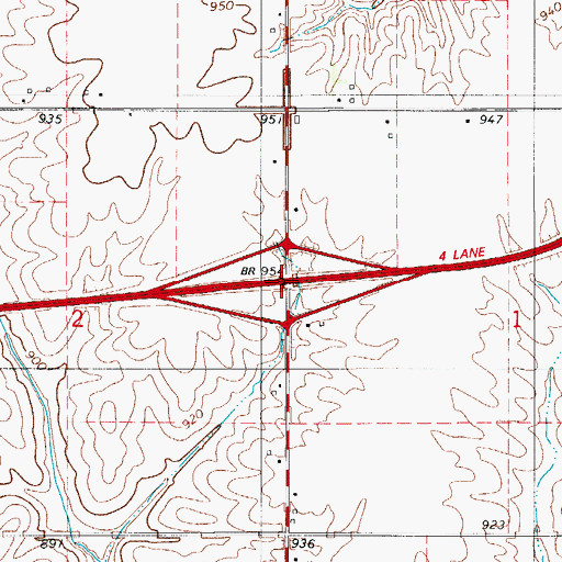 Topographic Map of Interchange 173, IA