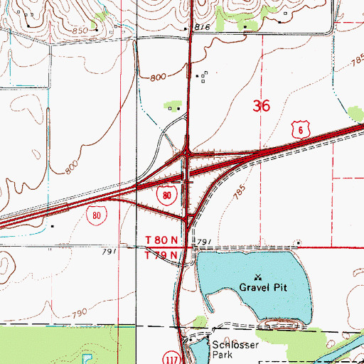 Topographic Map of Interchange 155, IA