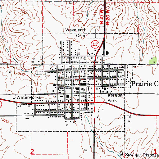 Topographic Map of Prairie City Post Office, IA