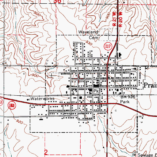Topographic Map of Prairie City Christian Church, IA
