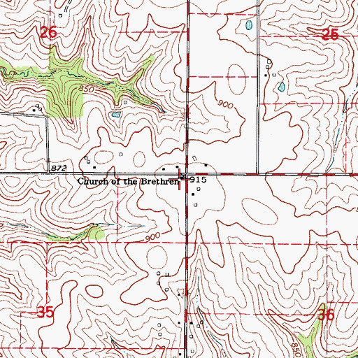 Topographic Map of Prairie City Brethren Church, IA