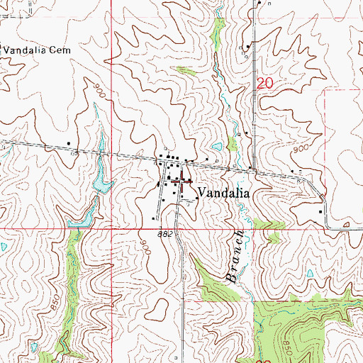 Topographic Map of Vandalia Church of Christ, IA