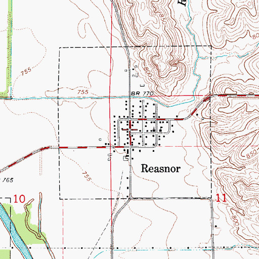 Topographic Map of Reasnor Post Office, IA