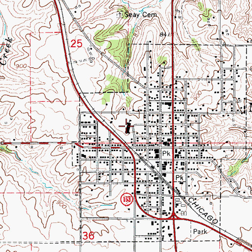 Topographic Map of Monroe Elementary School, IA