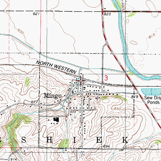 Topographic Map of Mingo (historical), IA