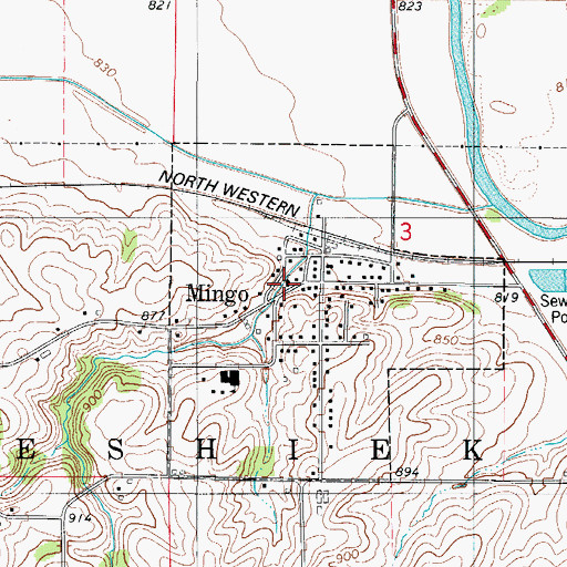 Topographic Map of Mingo United Methodist Church, IA