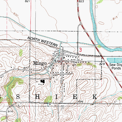 Topographic Map of Mingo Post Office, IA