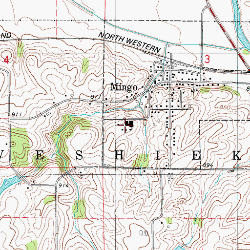 Topographic Map of Colfax - Mingo Middle School, IA