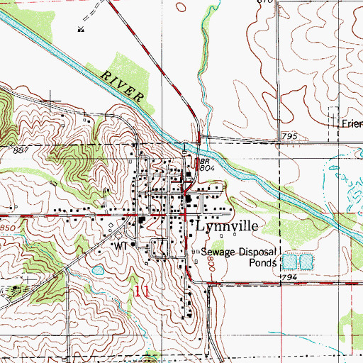 Topographic Map of Lynnville (historical), IA