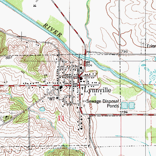 Topographic Map of Lynnville Post Office, IA