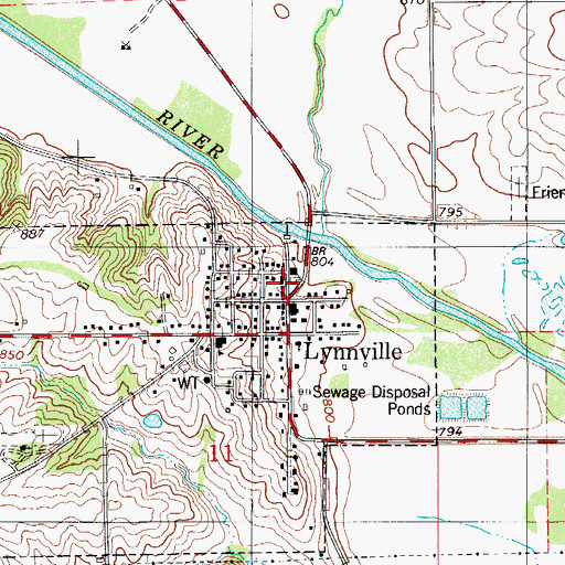 Topographic Map of Lynnville Library, IA