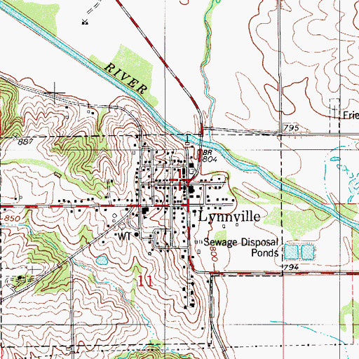 Topographic Map of Lynnville Fire Department, IA