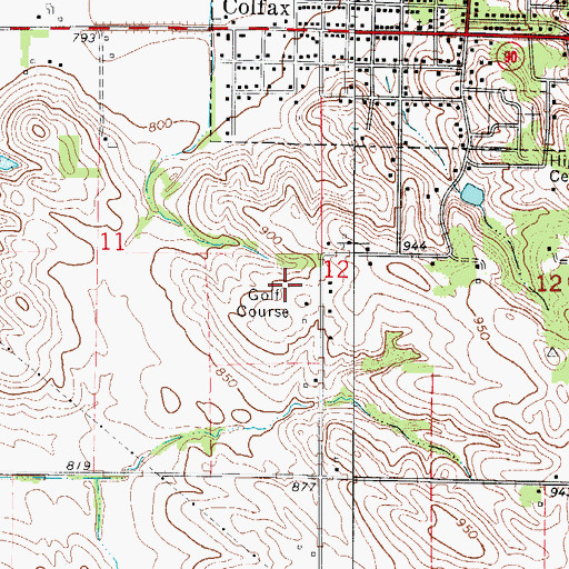 Topographic Map of Colfax Golf Club, IA