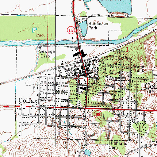 Topographic Map of Colfax Public Library, IA