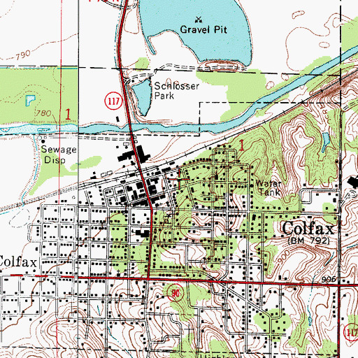 Topographic Map of Colfax Post Office, IA