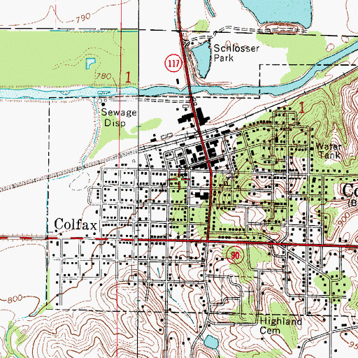 Topographic Map of Colfax United Methodist Church, IA