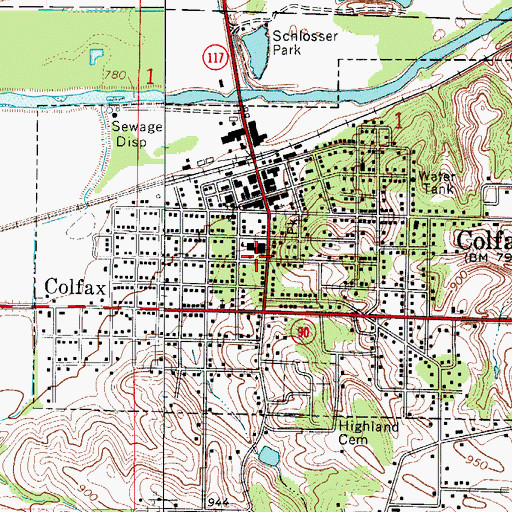 Topographic Map of Colfax - Mingo Elementary School, IA