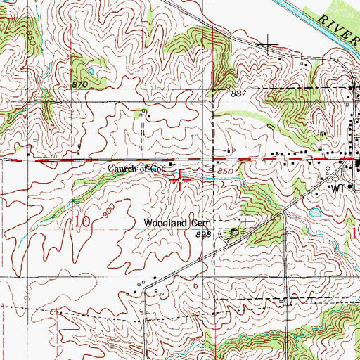Topographic Map of Campbell Cemetery, IA