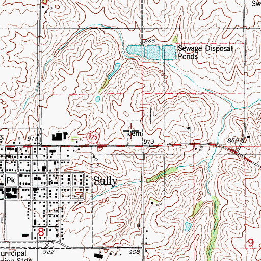 Topographic Map of Sully Cemetery, IA