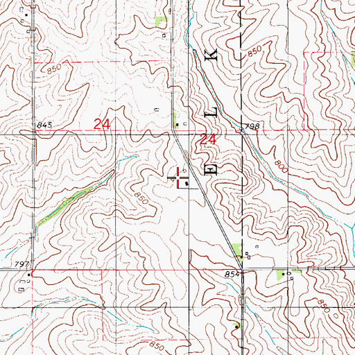 Topographic Map of Dairy Grove Post Office (historical), IA