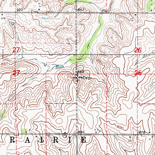 Topographic Map of Mound Prairie Cemetery, IA